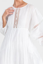 Kaine - Nylon stripes big sleeves long dress