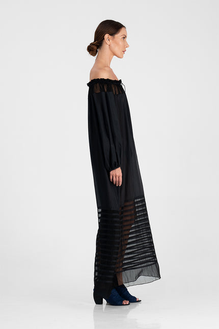 Jadesola - Silk and Chifon Evening Dress with Big Sleeves