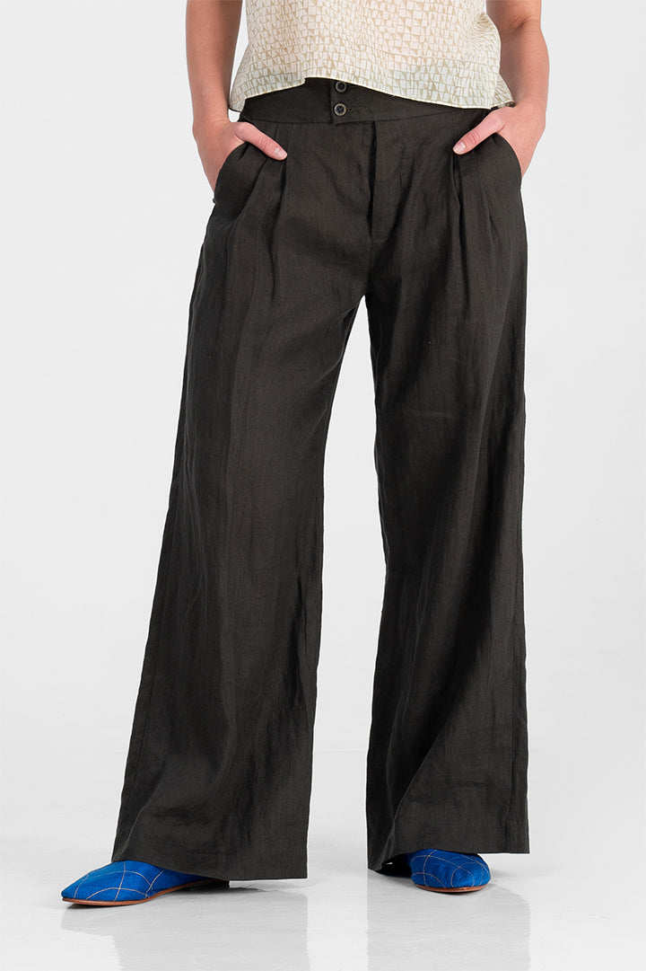 Kimber - Pleated linen wide pants