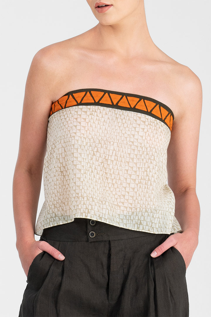 Kaimana - Triangle applique tie back top