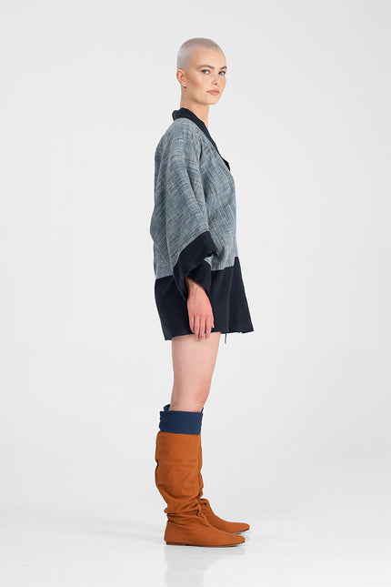 Kuhu - Reversible khadi short kimono