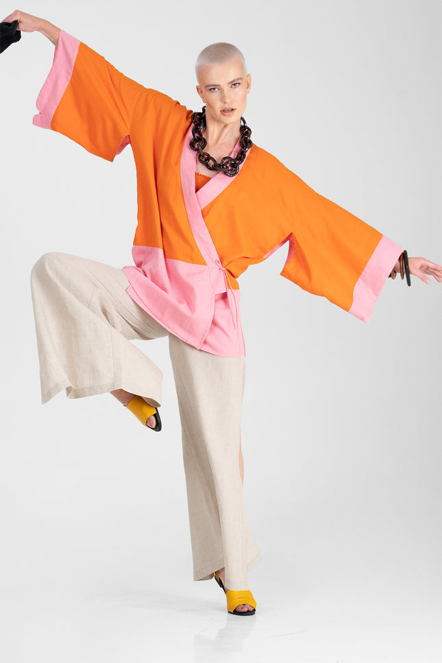 Keola - Reversible Cotton Kimono with Circle Appliqué