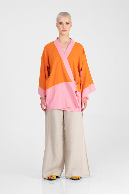Keola - Reversible Cotton Kimono with Circle Appliqué