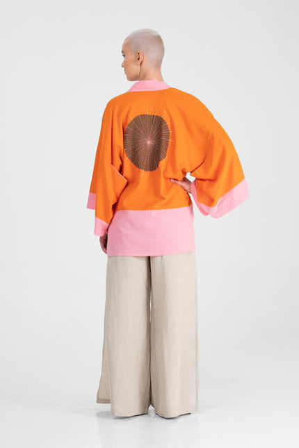 Keola - Reversible Cotton Kimono with Circle Appliqué