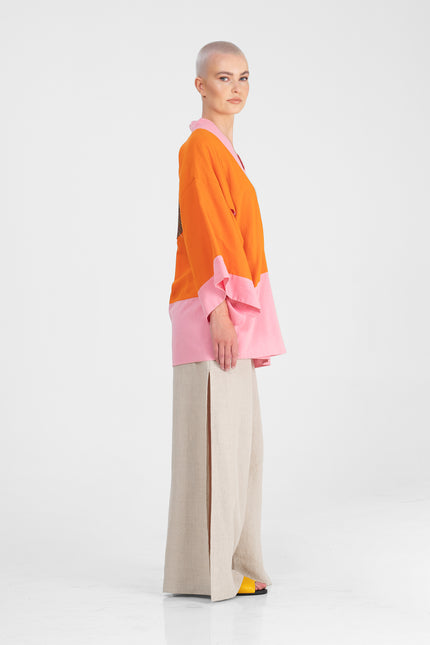Keola - Reversible Cotton Kimono with Circle Appliqué
