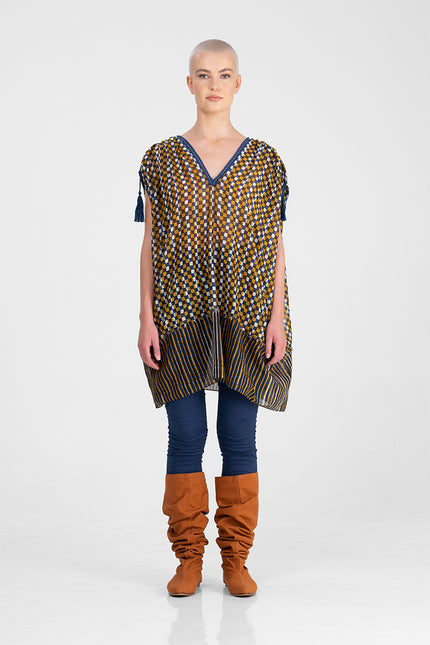 Kaylee - Batik check and stripes short dress