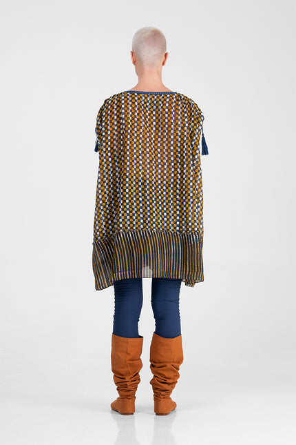 Kaylee - Batik check and stripes short dress
