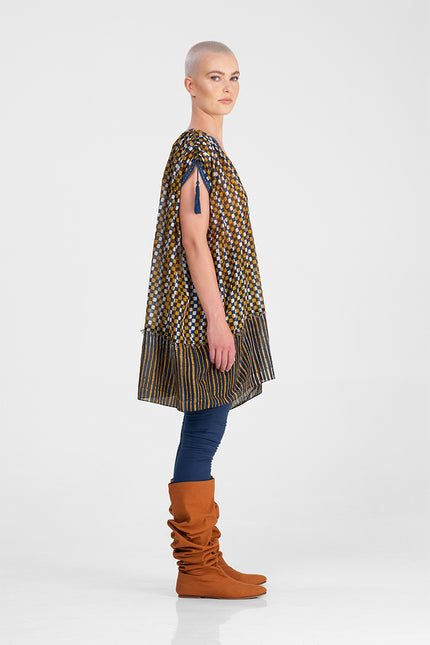 Kaylee - Batik check and stripes short dress