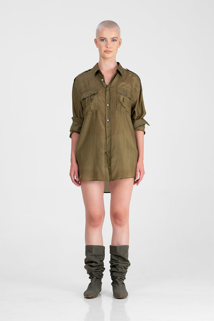 Koha - Unisex silk military shirt