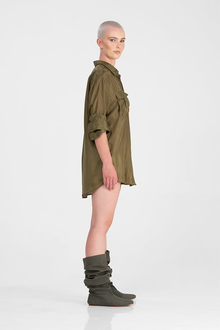 Koha - Unisex silk military shirt