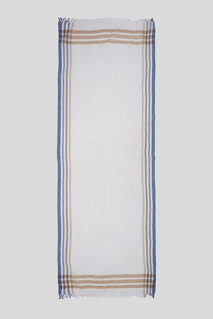 Aarav - Decorative Check Border Woven Scarf