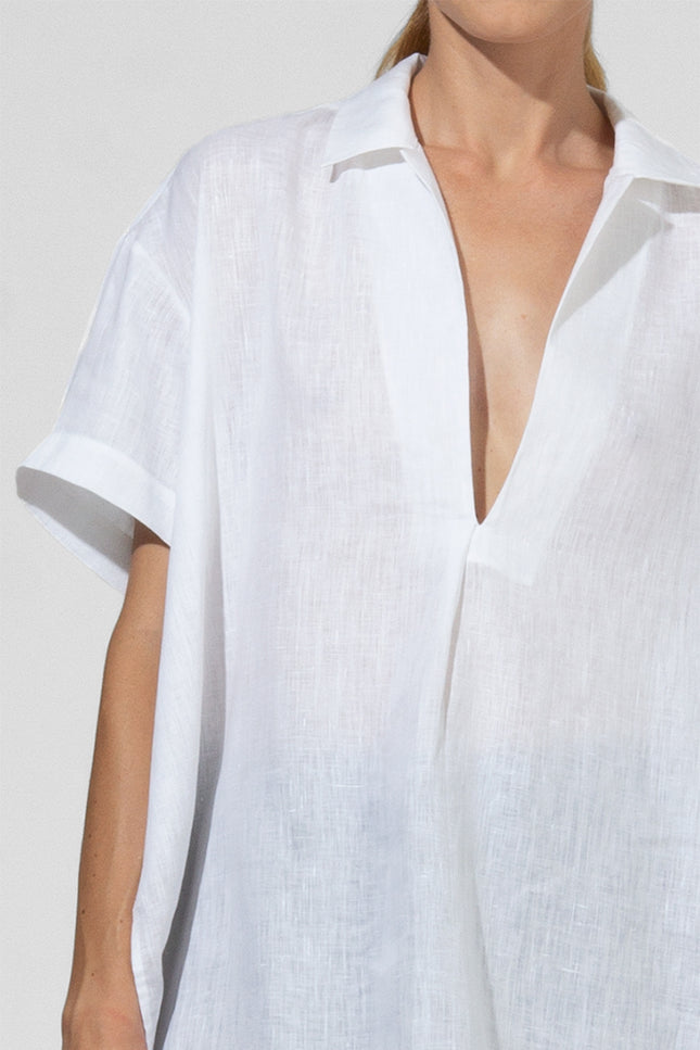 Hannah - Signature Oversized Polo Shirt with Deep V-Opening