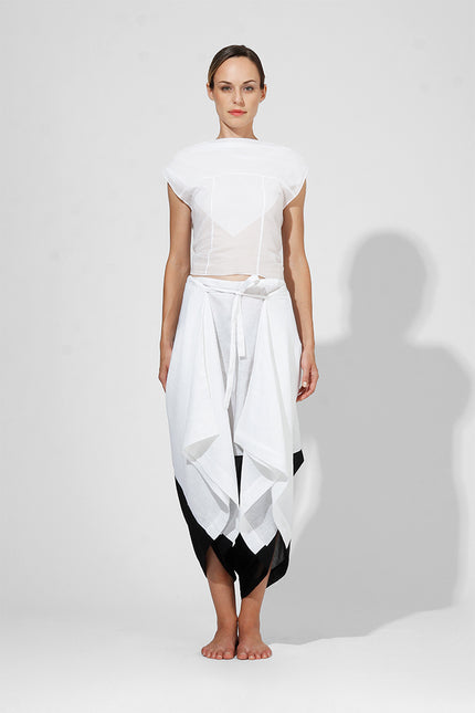 Wonton - Dual fabric draped trousers