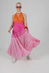 Jacinda - Multicolors pleated neck flowy long dress